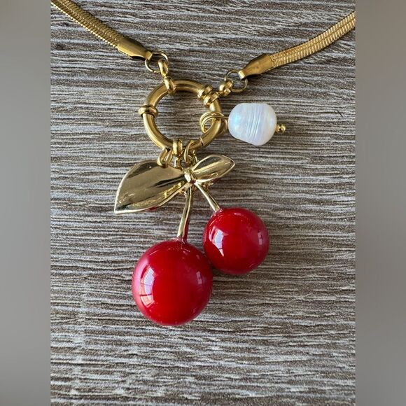 Cherry Pendant Necklace N887 - Picture 3 of 4